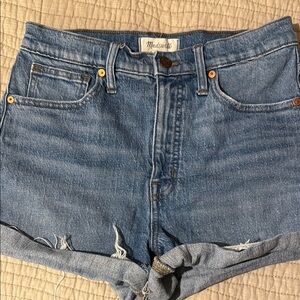 Madewell Blue Jean Shorts with Frayed Hem